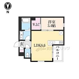 ＲＥＧＡＬＥＳＴ膳所 3階1LDKの間取り