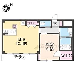 JR湖西線 堅田駅 徒歩22分の賃貸アパート 1階1LDKの間取り