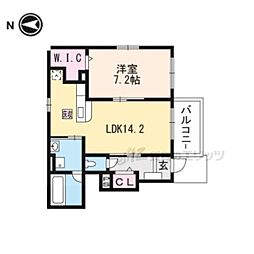 シャン・ノールXXI 1階1LDKの間取り