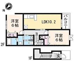 アガパンサスII 2階2LDKの間取り