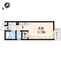 セジュール比叡 2階1Kの間取り