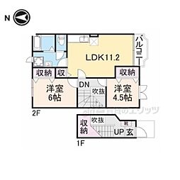 セレーノII 2階2LDKの間取り