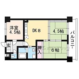 JR湖西線 比叡山坂本駅 徒歩5分の賃貸マンション 3階3DKの間取り