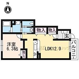 プラシードアロッジオ2 1LDKの間取図画像
