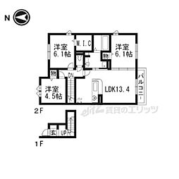 アルブルＢ棟 2階3LDKの間取り