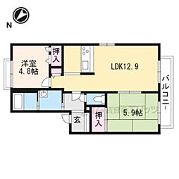 シャーメゾンフェヴリエＡ棟 2階2LDKの間取り