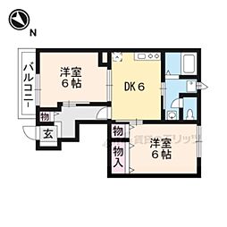 カルフール 2DKの間取図画像