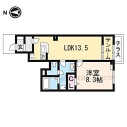 ブランデュール仰木の里1 1LDKの間取図画像