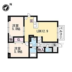 コータ・コートD 2LDKの間取図画像