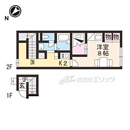 レオパレスグリーンリーフ 1Kの間取図画像