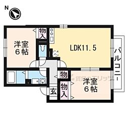 アルカディアB 2LDKの間取図画像