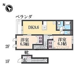 サンライズ・ガーデン 2DKの間取図画像