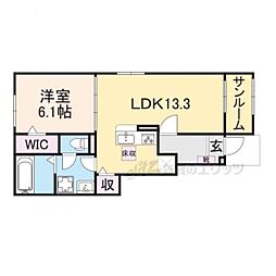 サニータウン横田I 1LDKの間取図画像