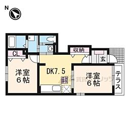 ラッフィナートB 2DKの間取図画像