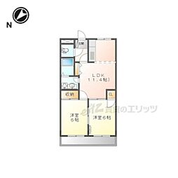コーポ昴 2LDKの間取図画像