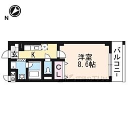 パークテラス白鳥 1Kの間取図画像