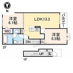 バンブーニンA 2LDKの間取図画像