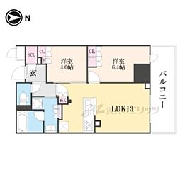 プレミスト大津ステーションレジデンス 2LDKの間取図画像