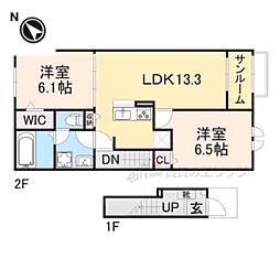プロローグ新旭 2LDKの間取図画像