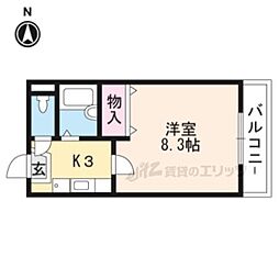 モア草津 1Kの間取図画像