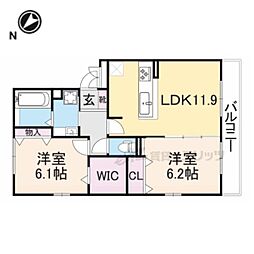 アバンテリヴィエール 2LDKの間取図画像