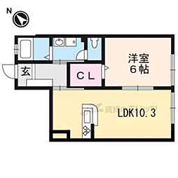 エルメゾン栗東 1LDKの間取図画像