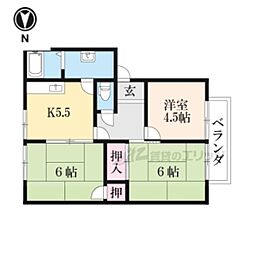 JR北陸本線 長浜駅 徒歩26分の賃貸アパート 2階3DKの間取り