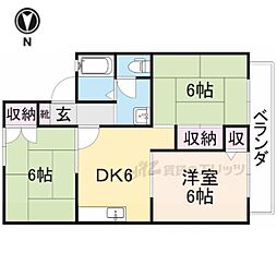 JR北陸本線 田村駅 徒歩24分の賃貸アパート 2階3DKの間取り