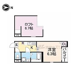 ハーモニーテラス東野八反畑町 ワンルームの間取図画像