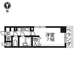 大晋メゾネ四条大宮 1Kの間取図画像