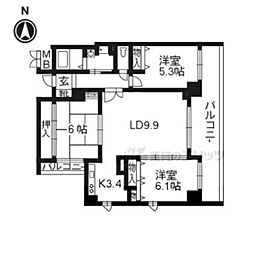 メゾン油小路 3LDKの間取図画像