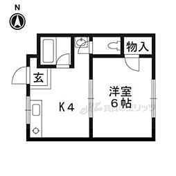 和プレジデント桃山 1DKの間取図画像