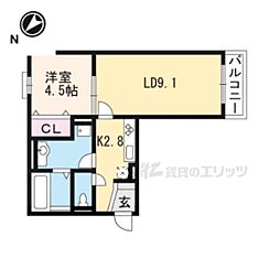 グラシア洛水 1LDKの間取図画像