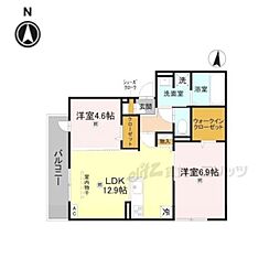 GRAMM松室吾田神町 A棟 2LDKの間取図画像