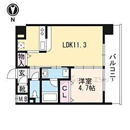 京まちなか湖月 1LDKの間取図画像