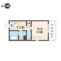 京都市山科区西野大鳥井町アパート 1Kの間取図画像