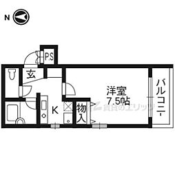 パレット 1Kの間取図画像