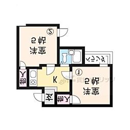 アメニティー京都一番館 2Kの間取図画像
