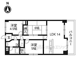 ベルバール新田辺 3LDKの間取図画像