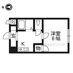 グランタック河原町五条 1Kの間取図画像