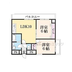 オパス四条 2LDKの間取図画像