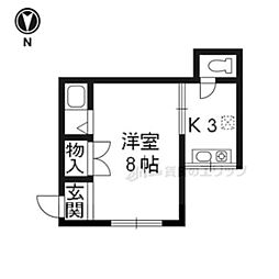 日向ハイツ 2階1Kの間取り