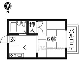 京阪本線 丹波橋駅 徒歩21分の賃貸アパート 2階1Kの間取り