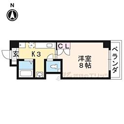 カシオペア 2階1Kの間取り