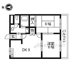 グランディール 2階2DKの間取り