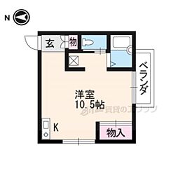 エスペランサ藤森II 2階ワンルームの間取り