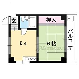 ハイツ横山 2階1Kの間取り