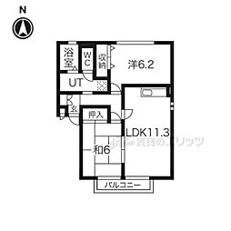 アクシス光台 2階2LDKの間取り