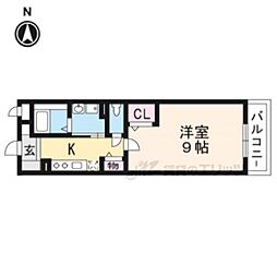 京都地下鉄東西線 六地蔵駅 徒歩8分の賃貸マンション 1階1Kの間取り