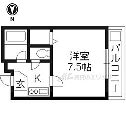 メゾンヒラキ 1階1Kの間取り